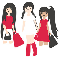 shopping girls illustration Black Friday 