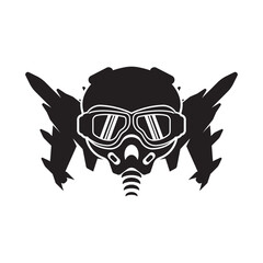 Fighter jet pilot logo icon, vector illustration design