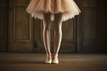 Legs of ballerina in ballet shoes. Generate Ai