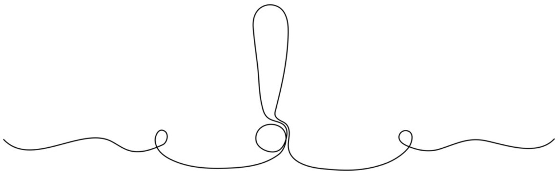 recommend clip art: Exclamation mark continuous one line drawn. Vector illustration isolated on white.