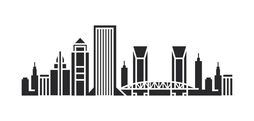 panorama cityscape skyline building silhouette horizontal vector illustration