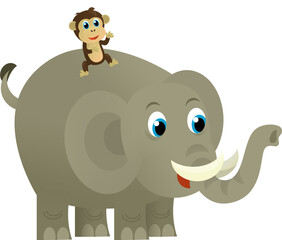 Cartoon wild animal happy young elephant on white background - illustration for the children