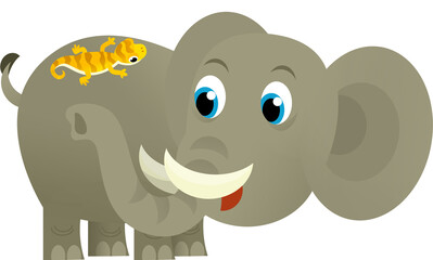 Cartoon wild animal happy young elephant on white background - illustration for the children