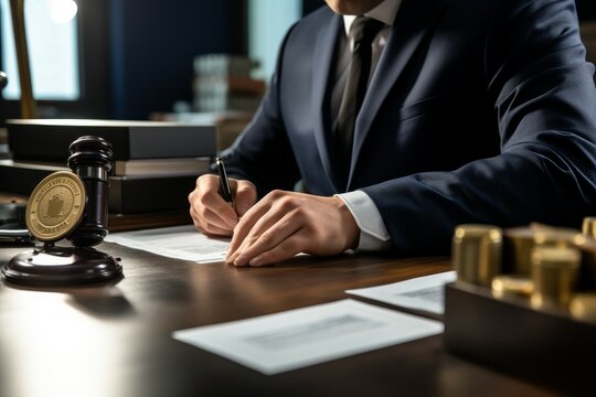 Notary public office stamping documents. Generate Ai