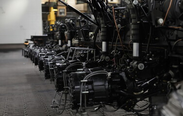 Close-up of joint washers on cross of automobile cardan shaft. Mechanical parts of auto steering...