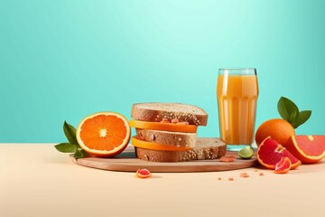 Product photography breakfast with juice. Generate Ai
