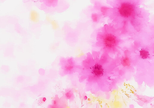 キレイ目ピンクの花とアブストラクトピンク背景（AI画像）