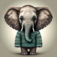 Elephant in trendy clothing