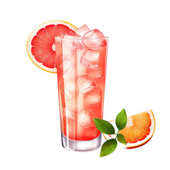 Classic paloma cocktail isolated on transparent or white background