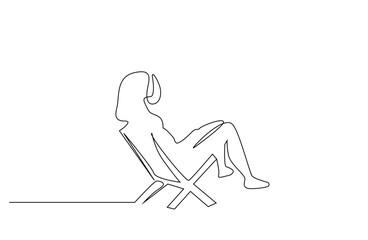 woman holiday chair sitting calm thoughtful waiting lifestyle lifestyle line art design