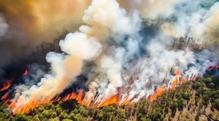 fire in the forest, fire scene in forest, power fire with smoke in forest