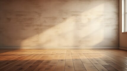 empty room with wooden wall - generative ai