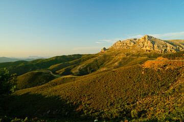 Panorama del Monte Albo Baronie al tramonto Siniscola.  Provincia di Nuoro, Sardegna. Italy