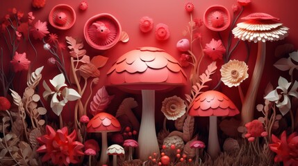 3d Mushroom background and 3d Mushroom tumbler