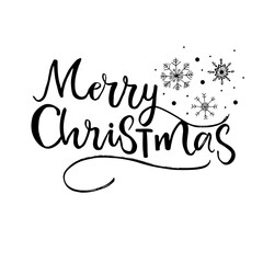 Obraz na płótnie Canvas Merry Christmas handwritten lettering inscription holiday phrase. Typography banner with brush script, vector illustration.