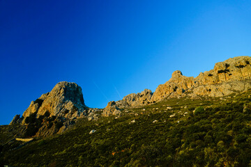 Fototapeta na wymiar Panorama del Monte Albo Baronie al tramonto Siniscola. Provincia di Nuoro, Sardegna. Italy