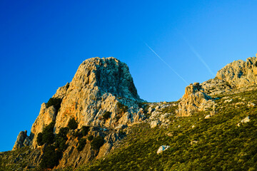 Panorama del Monte Albo Baronie al tramonto Siniscola.  Provincia di Nuoro, Sardegna. Italy