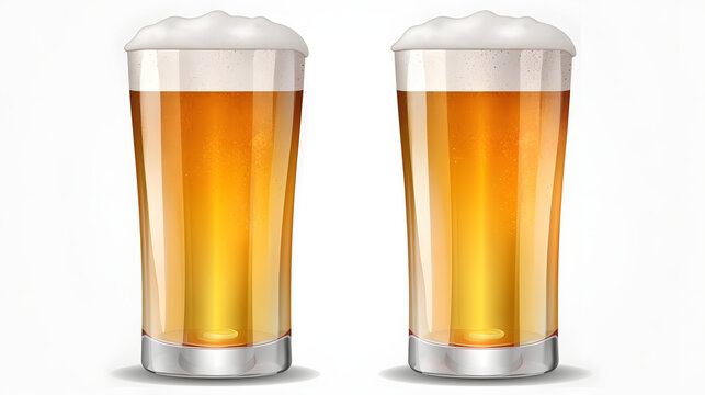 beer in glasses transparent white background