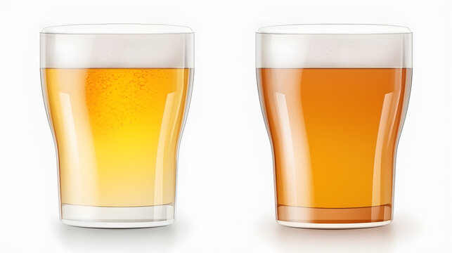 beer in glasses transparent white background