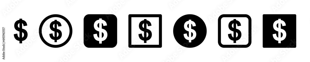 Wall mural set of dollar vector signs. dollar symbols. money and finance icons. vector 10 eps.