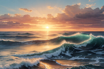 Fototapeta premium sunset at the beach illustration