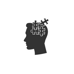 Simple Head Puzzle Mind Design For Education Industry. idea concept vector icon on white background