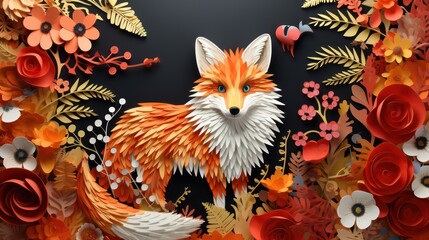 Obraz premium 3d fox background and 3d fox tumbler wrap