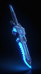 glowing neon blue futuristic sword for gaming