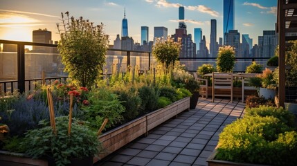 Fototapeta premium sunset in the city. Generative AI. Generative AI