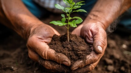 Fototapeta premium planting a plant. Generative AI