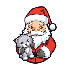 santa claus holding a dog on Christmas holidays stock
