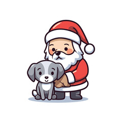 santa claus holding a dog on Christmas holidays stock
