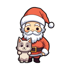 santa claus holding a dog on Christmas holidays stock
