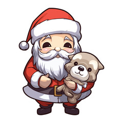 santa claus holding a dog on Christmas holidays stock

