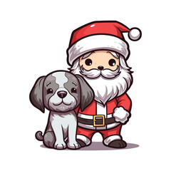 santa claus holding a dog on Christmas holidays stock
