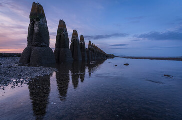 Historic submarine barrier near Edinburgh.