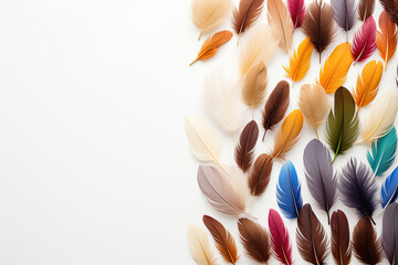 Colourful feather on white background 