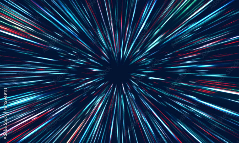 Wall mural portal with light effects. neon futuristic tunnel. abstract visualization of teleportation. galactic