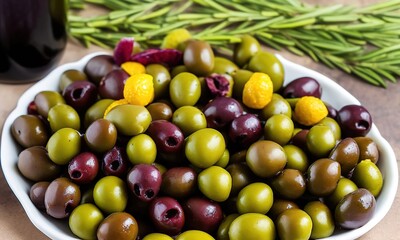 green and black olives