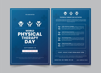 Set of world physical therapy day, instagram square banner and stories template, eps vector illustration eps 10