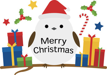 サンタの帽子を被ったシマエナガのアイコン