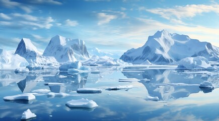 Fototapeta na wymiar iceberg in polar regions, iceberg in antarktik, arctic icebergs scene, ice lake with icebergs