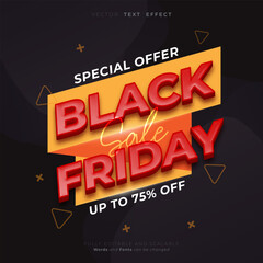 Black friday sale with editable three dimension style