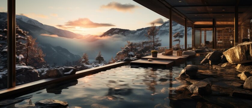 Landscape Japan onsen Generative with Ai
