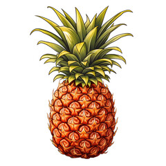 Pineapple ananas  . Clipart PNG image . Transparent background . Cartoon vector style . Generative AI