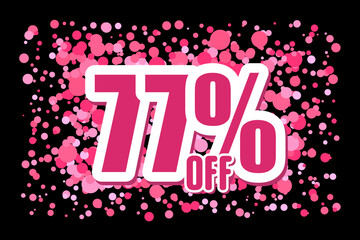 Off 77 Price labele sale promotion market. special tag Pink confetti on black background