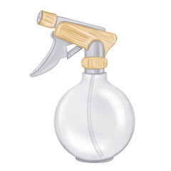 Spray gun for spraying plants with water in the home garden. Watering and caring for micro-greenery and flowers. Equipment for florists, hairdressers, agronomists. Digital isolated illustration