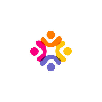 Modern logo design of unity and support, partnership and togetherness in a vibrant colorful for community and social groups. Vector logo.