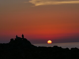 Puesta de sol desde Punta Nati cerca de Ciutadella de Menorca.