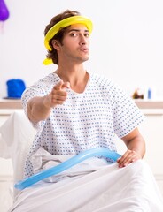 Young man celebrating his birthday in hospital